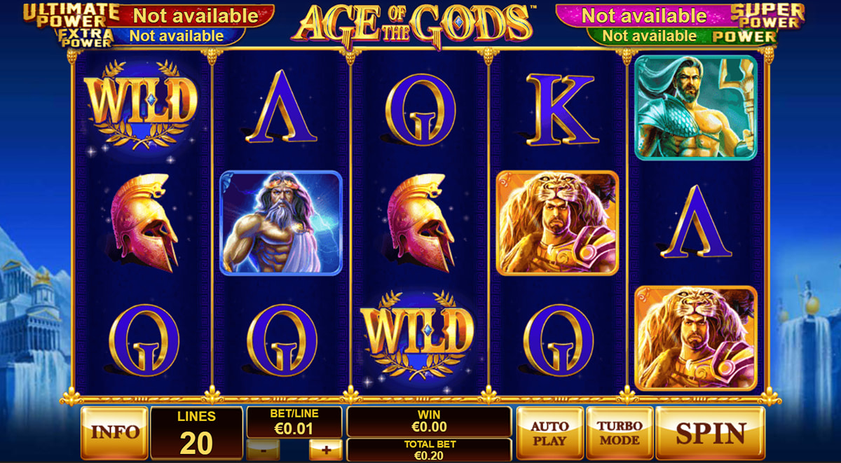La schermata principale della slot Age of the Gods