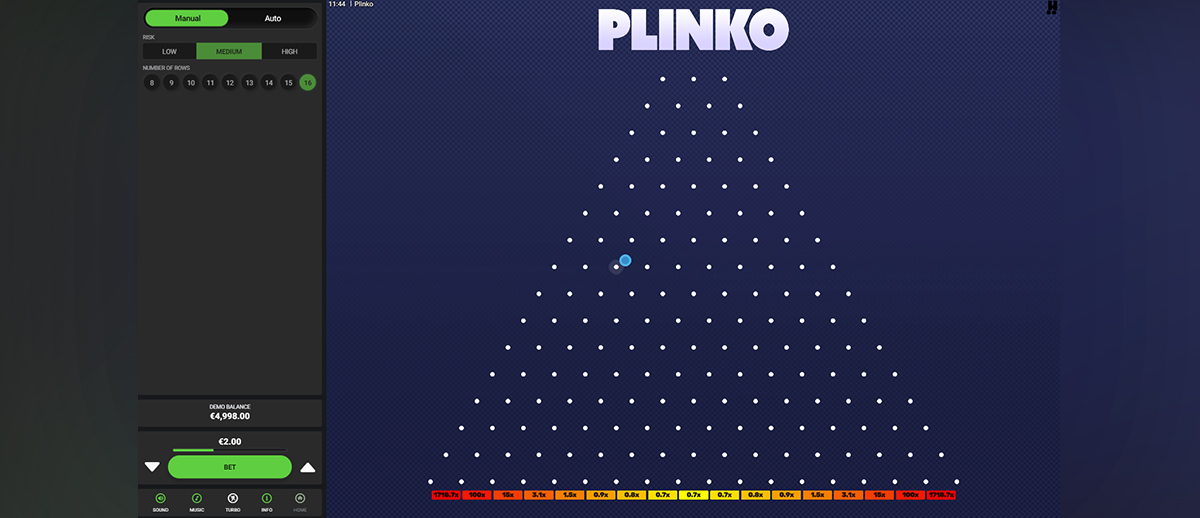 Schermata di gioco di Plinko Dare2Win