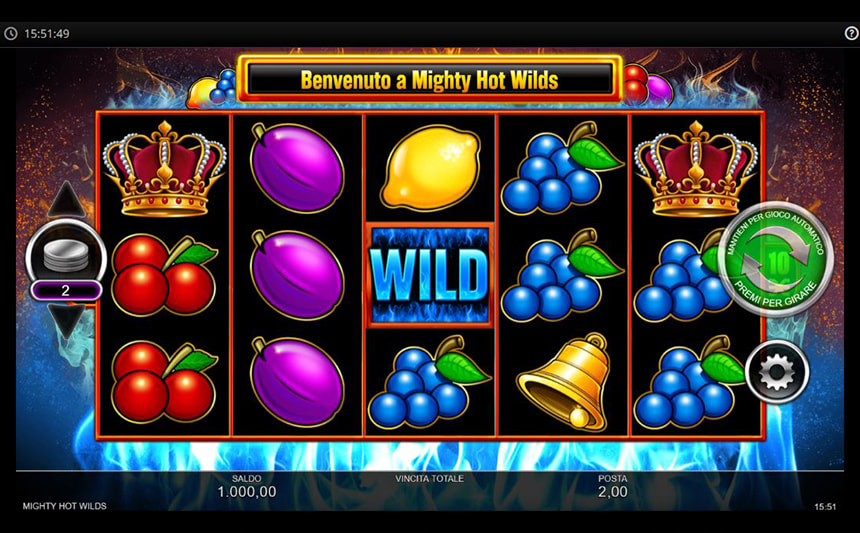 Una partita con la slot da bar Mighty Hot Wilds.