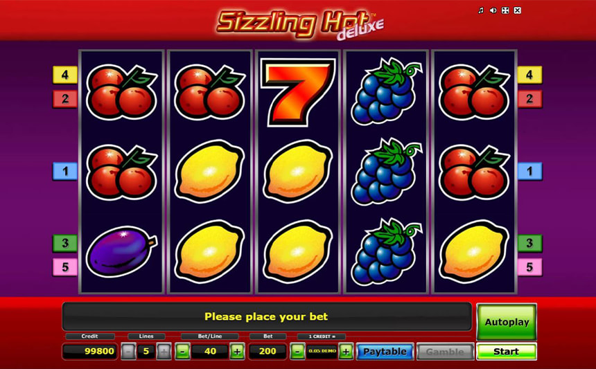 Una partita con la slot frutta Sizzling Hot Deluxe.