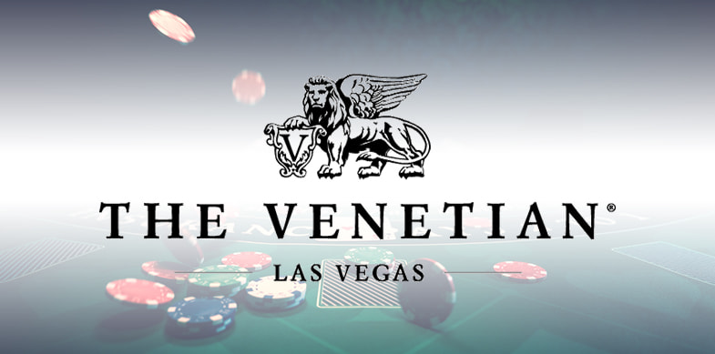 Immagine di logo casinò Venetian con tavolo da gioco e fiches